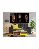 Aslan,kaplan,jaguar 3 Lü Set (TOPLAM ÖLÇÜ 210X110 CM) Cam Tablo