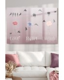 Çiçek Ve Kuşlar Love Heart Dream| Hayvan Temalı Cam Tablo | 50x70 Cm