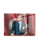 Türk Bayrağı Ve Atatürk | Atatürk Temalı Cam Tablo | 50x70 Cm