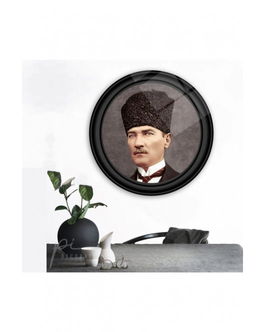 Atatürk Yuvarlak Cam Tablo