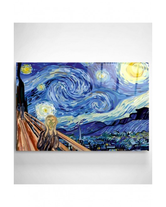 Digi-art Yıldızlı Gece Vincent Van Gogh Cam Tablo 70x110