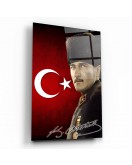 Türk Bayrağı Atatürk Cam Tablo