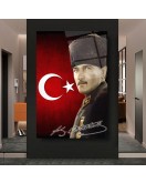 Türk Bayrağı Atatürk Cam Tablo