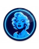 Marilyn Monroe Mavi Neon yuvarlak Cam Tablo