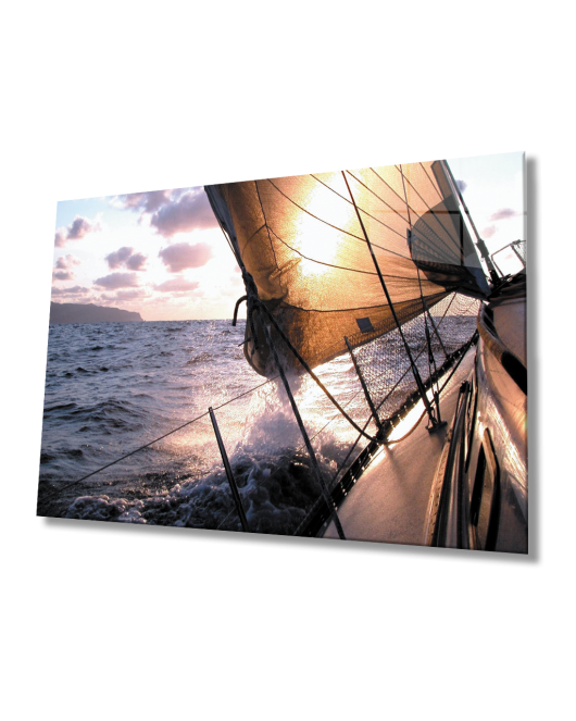 Gün Batımında Yelken Cam Tablo Sunset Sail Table