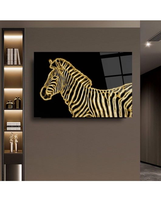 Gold İşleme Sanatsal Zebra Cam Tablo