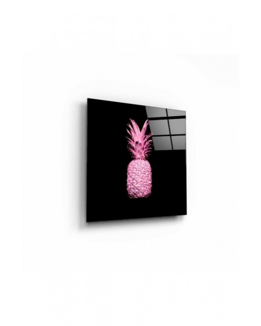 Pembe Ananas Cam Tablo 50x50 Cm