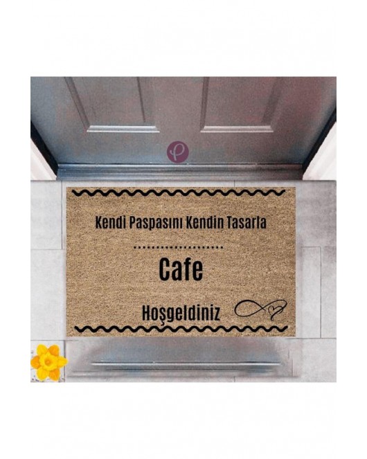 Kapı Önü Paspası Dekoratif Dijital Baskı Cafe P-2554