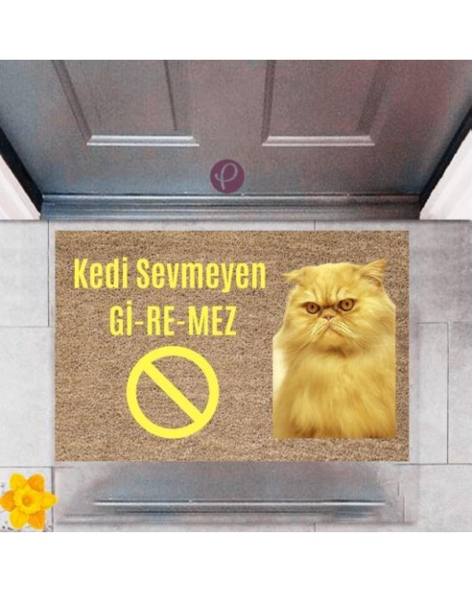 Kapı Önü Paspası Dekoratif Dijital Baskı Kedi Sevmeyen Giremez P-2375