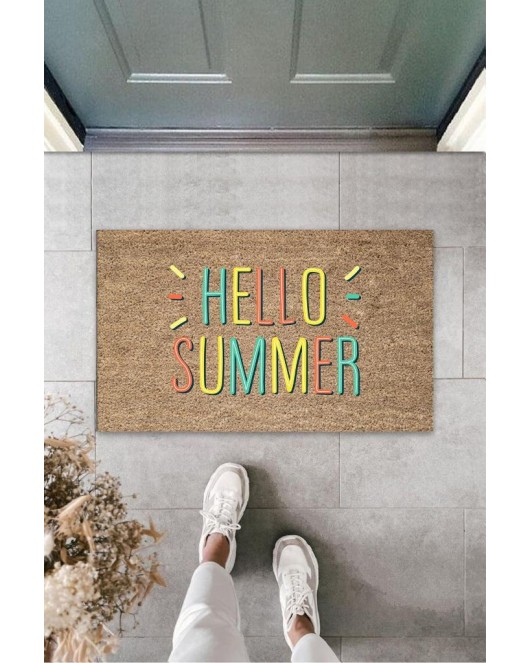 Sarı Kapı Önü Paspası Hello Summer Desen K-3279