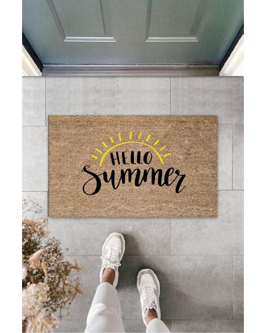 Siyah Kapı Önü Paspası Hello Summer Desen K-3272