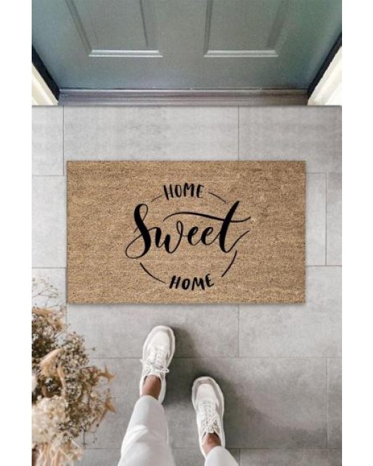 Siyah Kapı Önü Paspası Home Sweet Home Desen K-3298