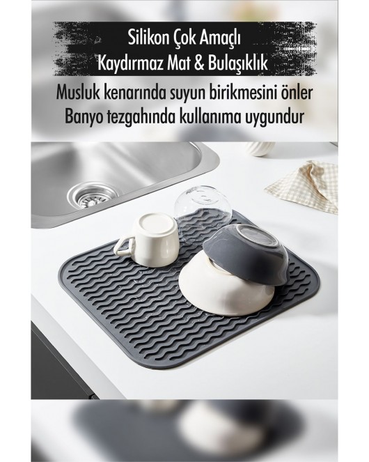 Silikon Çok Amaçlı Kaydırmaz Mat & Bulaşıklık (28*36 Cm )