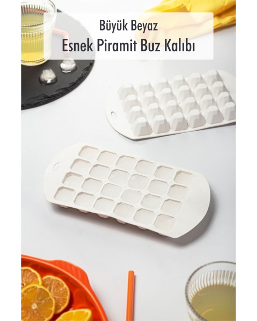 Büyük Beyaz Piramit Buz Kalıbı (13*24*2 cm)