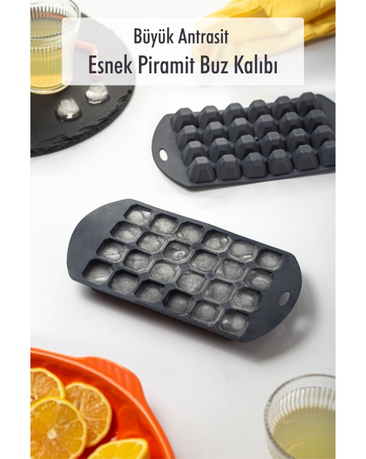 Büyük Antrasit Piramit Buz Kalıbı (13*24*2 cm)