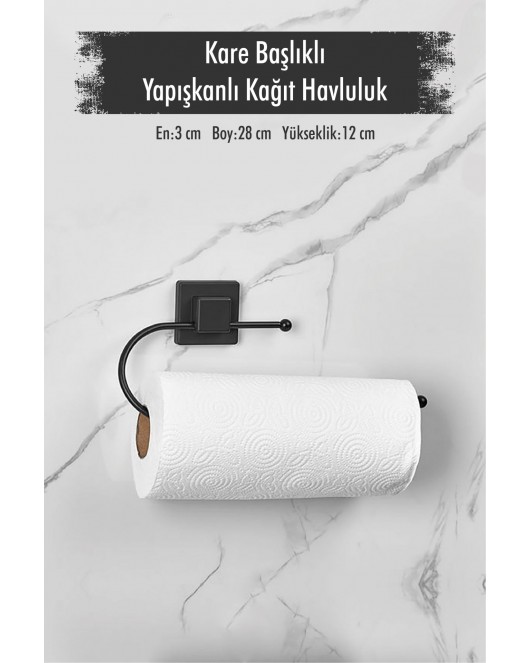 KARE KAFALI YAPIŞKANLI KUTULU KAĞIT HAVLULUK MAT SİYAH