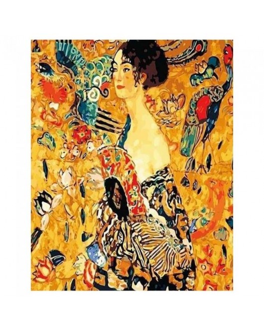 Kanvas Gustav Klimt Genç Kadın Sayılarla Boyama Seti Kasnaklı