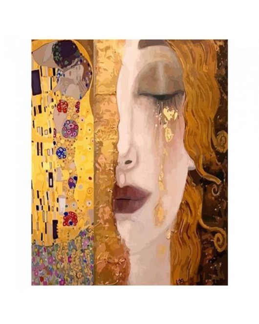 Kanvas Gustav Klimt İki Eser Sayılarla Boyama Seti Kasnaklı