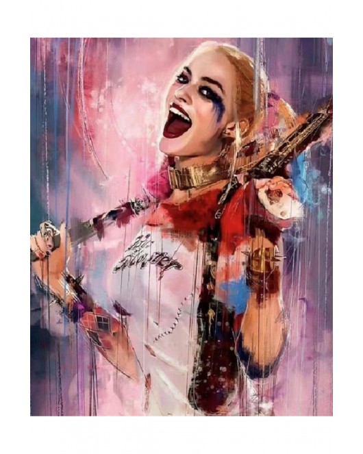 Kanvas Neşeli Harleyquinn Sayılarla Boyama Seti Rulo