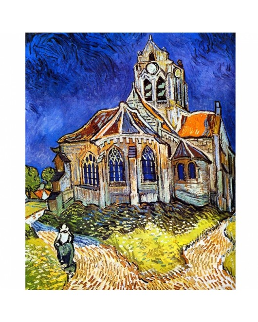 Kanvas Van Gogh Auvers'deki Kilise Sayılarla Boyama Seti Kasnaklı