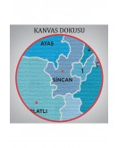 Ankara İli ve İlçeler Haritası Dekoratif Kanvas Tablo 1264