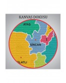 Ankara İli ve İlçeler Haritası Dekoratif Kanvas Tablo 1266