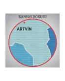 Artvin İli ve İlçeler Haritası Dekoratif Kanvas Tablo 1275