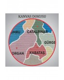 Ordu İli ve İlçeler Haritası Dekoratif Kanvas Tablo 1434