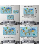 Türkçe Dünya Haritası Kanvas Tablo Son Derece Detaylı ve Dekoratif-2040