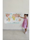 Eğitici Dünya Haritası Dünya Atlası Çocuk ve Bebek Kız Çocuğu Odası Duvar Sticker-60x105-3777