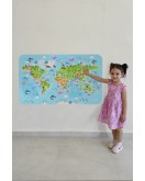 Eğitici Dünya Haritası Dünya Atlası Çocuk ve Bebek Odası Duvar Sticker-60x105-3783