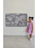 Eğitici Dünya Haritası Dünya Atlası Çocuk ve Bebek Odası Duvar Sticker -60x105-3811