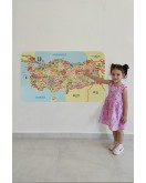 Eğitici ve Öğretici Detaylı Komşulu Türkiye Haritası Duvar Sticker-60x105-3846