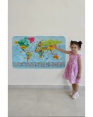 Türkçe Dünya ve Türkiye Haritası Ülke Bayraklı Çocuk ve Genç Odası Duvar Sticker-60x105-3882bayrak