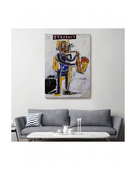 Jean Michel Basquiat Stardust Saksafon Kanvas Tablo, Sokak sanatı, Pop Art-4963