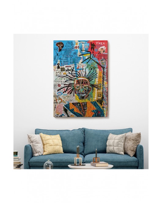 Jean Michel Basquiat Jazz King Kanvas Tablo, Jazz King Canvas Tablo-4964