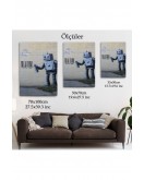 Banksy Graffiti Yapan Robot Kanvas Tablo-4966