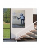 Banksy Graffiti Yapan Robot Kanvas Tablo-4966