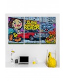 Grafiti İle Yapilmiş Retro Kırmızı Araba Kanvas Tablo-5027