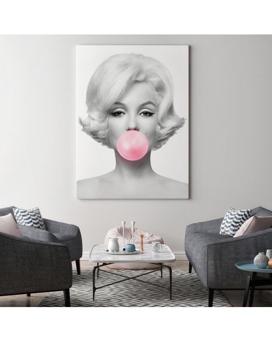 Marilyn Monroe Pembe Kabarcık Sakızlı Dekoratif Kanvas Tablo-5108-3