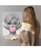 Marilyn Monroe Pembe Kabarcık Sakızlı Dekoratif Kanvas Tablo-5108-3