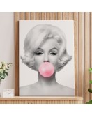 Marilyn Monroe Pembe Kabarcık Sakızlı Dekoratif Kanvas Tablo-5108-3