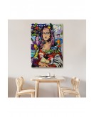 Renkli Mona Lisa Banksy Kanvas Tablo, Sokak Sanatı, Pop Art-5306