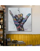 Banksy Tarzı Hands Victory Jest Graffiti Kanvas Tablo-5340