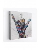 Banksy Tarzı Hands Victory Jest Graffiti Kanvas Tablo-5340