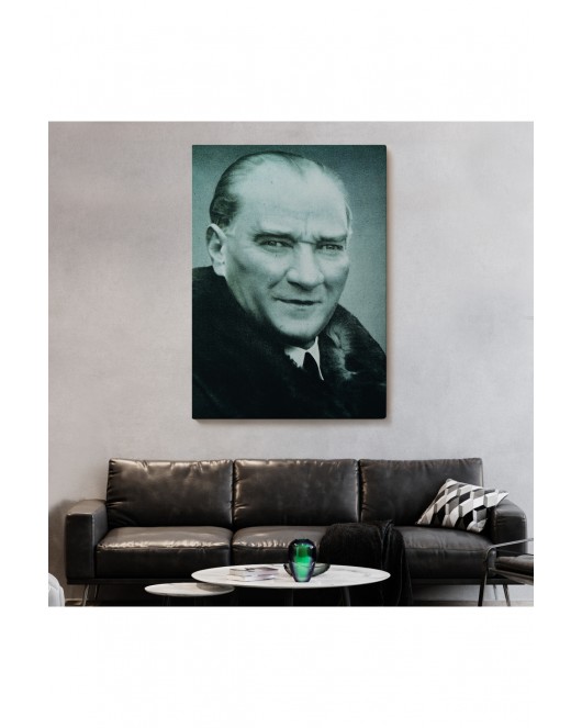 Atatürk Portre Tablosu Mustafa Kemal Atatürk Dikdörtgen Dekoratif Kanvas Tablo-CG-57