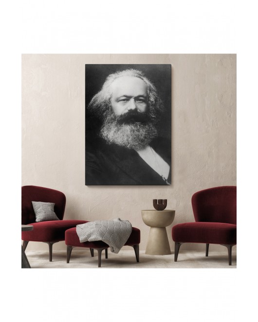 Karl Marx Siyah Beyaz Dekoratif Kanvas Tablo-5964