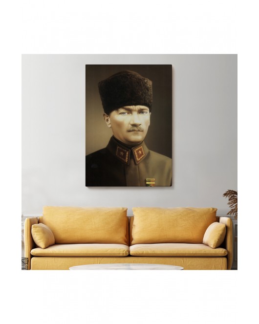 Atatürk Portre Tablosu Mustafa Kemal Atatürk Dikdörtgen Dekoratif Kanvas Tablo-CK-61