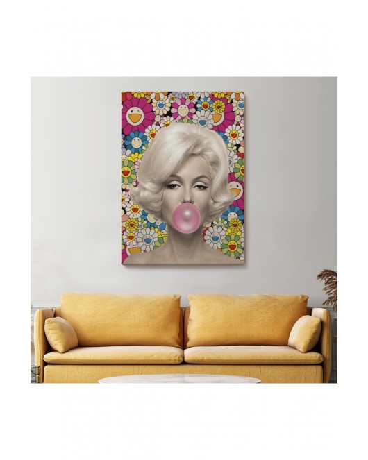 Marilyn Monroe Pembe Balon Duvar Tablosu-6217