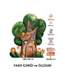 Sevimli Hayvanlar Ağaç Evi Çocuk Odası Duvar Sticker